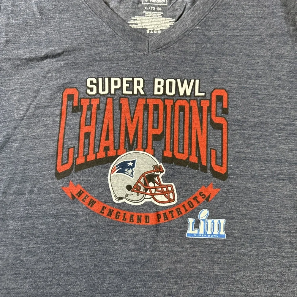 Fanatics New England Patriots NFL Super Bowl LIII Champions TShirt Women's Sz XL